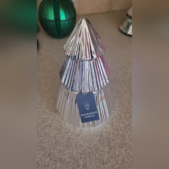 New sds for HD fragrance Candle whispering Woods silver tree Mercury Glass Chris - Picture 2 of 6